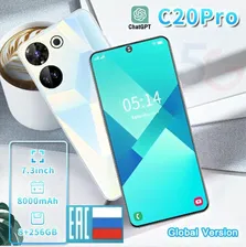 Tecno Смартфон C20 Pro динамический остров 7.3 дюйм двойная сим-карта телефоны смартфоны,+ 8/256 ГБ, слоновая кость