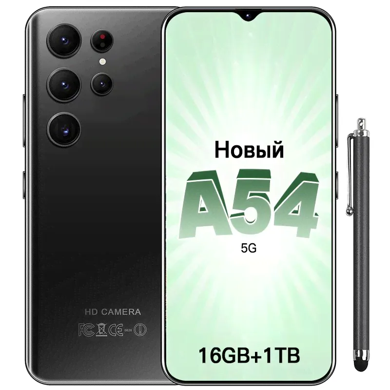 Смартфон 2024 новая модель Россия A 54 7.3 дюйм 5G,смартфоны телефоны 6800 мАч 16/1 ТБ, черный-0