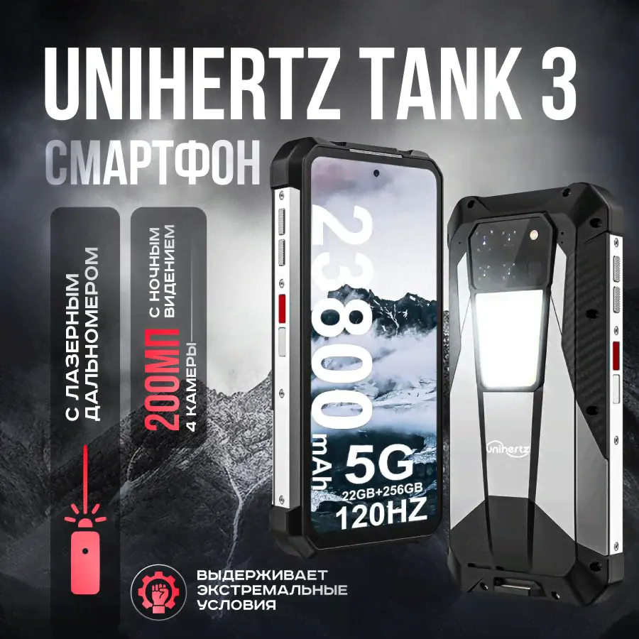 Unihertz Смартфон Tank 3 16/512 ГБ, черный